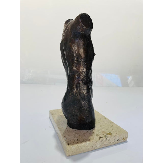 Bronze 1970s Victor Salmones Bronze Male Torso Sculpture Artist Proof, Figurative Mexican Art For Sale - Image 8 of 18