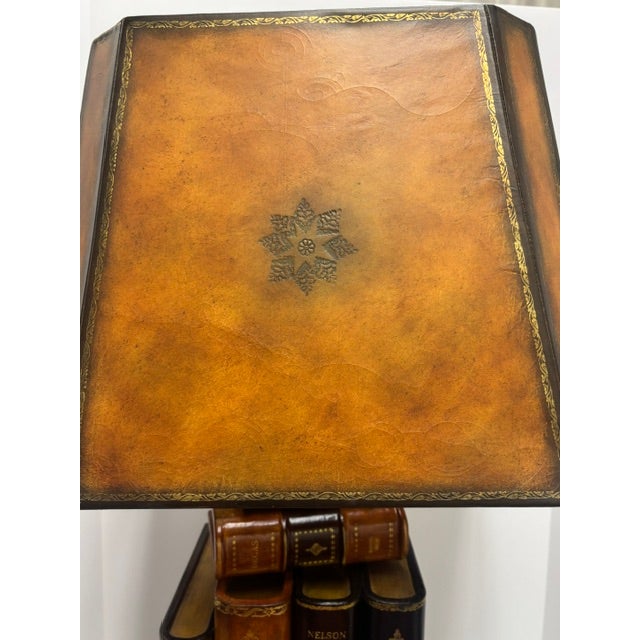 Traditional Vintage Rare Maitland Smith Leather Book Lamps - a Pair For Sale - Image 3 of 4