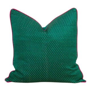 Rajkat Green Dotted Ahir Handloom Pillow For Sale