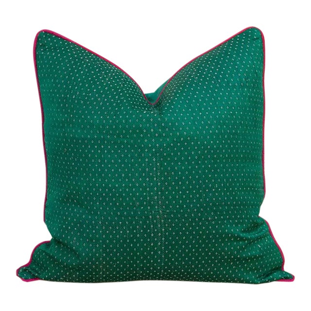 Rajkat Green Dotted Ahir Handloom Pillow For Sale