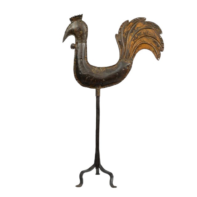 Wooden Weathervane on Iron Stand, 1940s For Sale