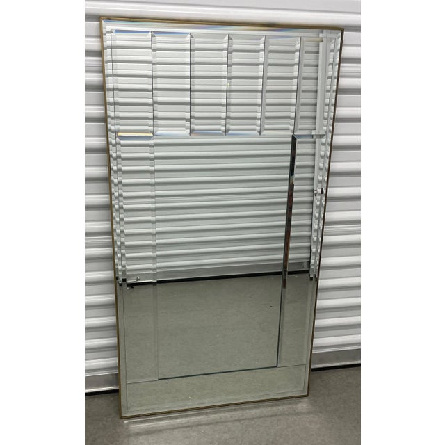 Contemporary 1960s La Barge Polished Brass Frame Glass Beveled Mirror For Sale - Image 3 of 11