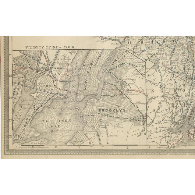 Antique Lithograph Map of Southeastern New York by Rand McNally, 1888 For Sale - Image 10 of 11