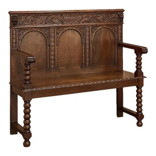 19th Century English Classical Hall Bench For Sale