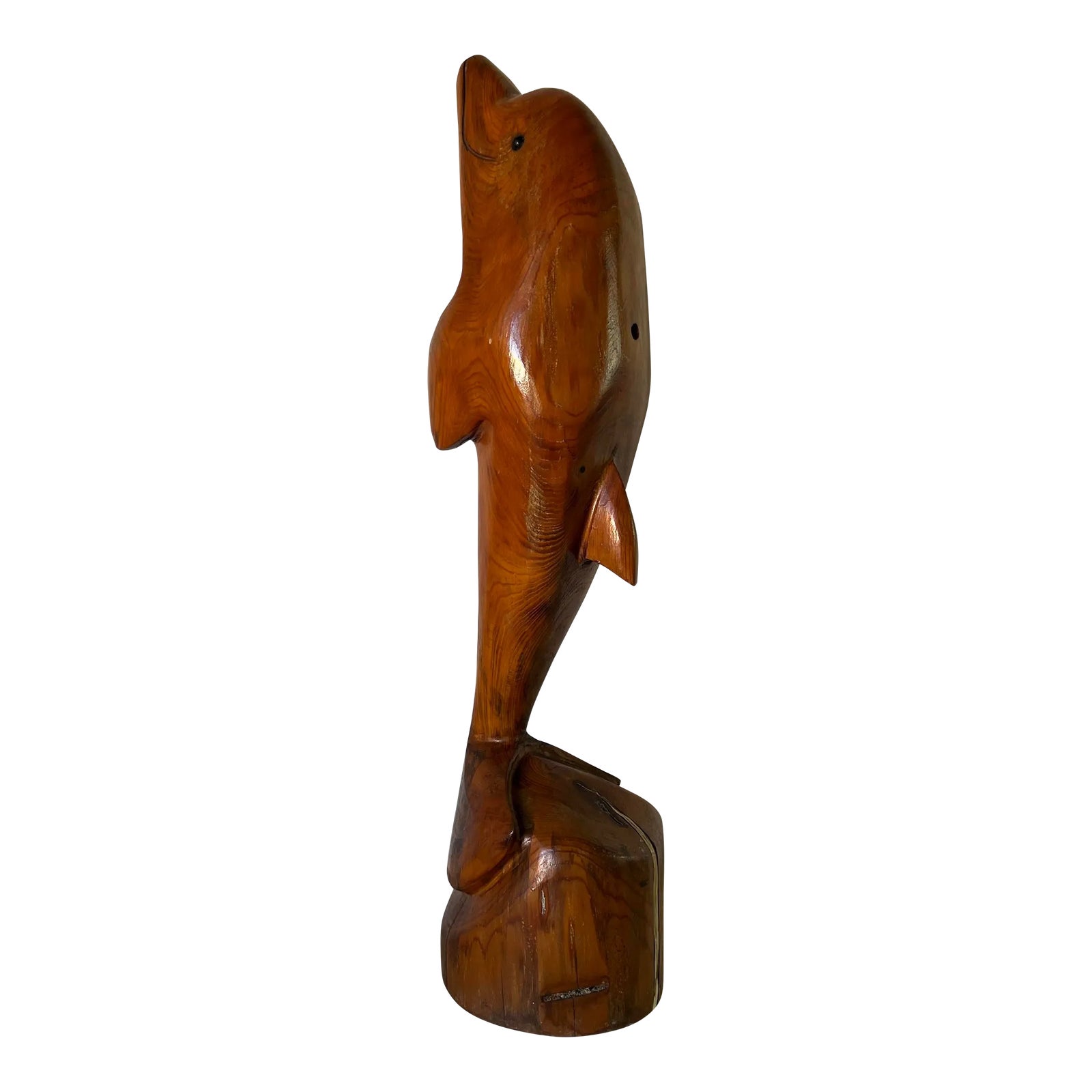 Vintage Hand Carved Wood Dolphin Sculpture Chairish