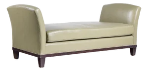 Baker Furniture Green Leather and Mahogany Day Bed Chaise