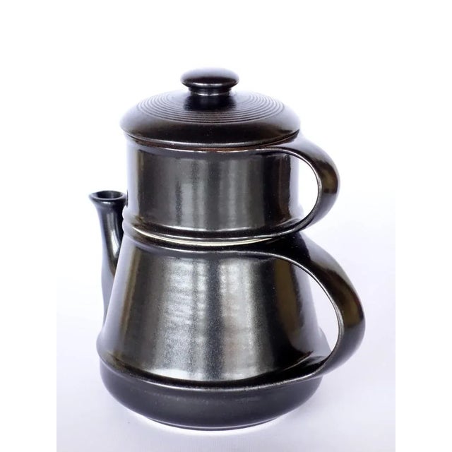 Black Ceramic Teapot by Franco Bucci for Laboratorio Pesaro, Italy, 1960s For Sale - Image 3 of 7