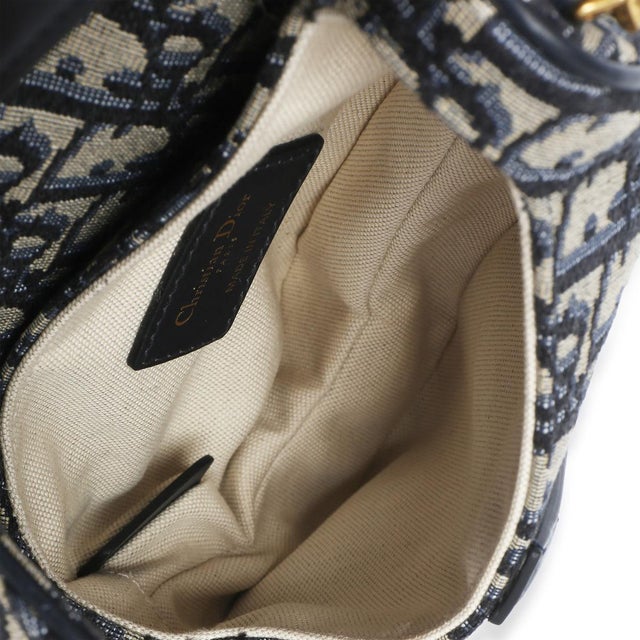 Beige Navy Oblique Canvas Mini Saddle Bag For Sale - Image 8 of 8
