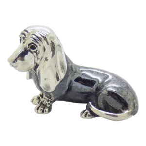 Vintage Italian Handmade Genuine Silver Wiener Sausage Dog Figurine Miniature by Saturno