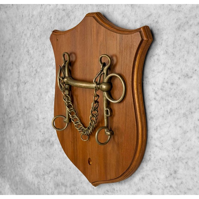 Antique English Equestrian Pelham Horse Bit Walnut Wall Hanging Plaque For Sale - Image 4 of 11