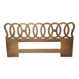 Vintage Mid Century French Gold Gilded King Size Headboard For Sale