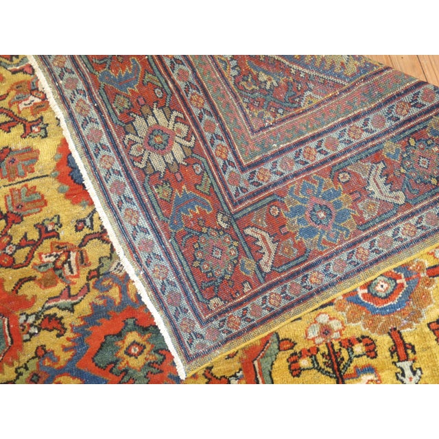 Goldenrod Traditional Antique Persian Mahal Rug For Sale In New York - Image 6 of 6
