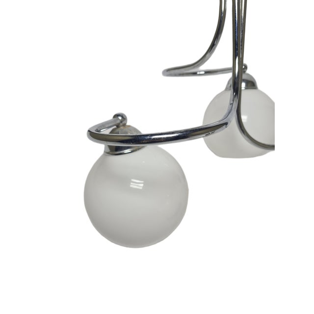 Silver Art Deco Style Chandelier, Poland, 1970s For Sale - Image 8 of 9
