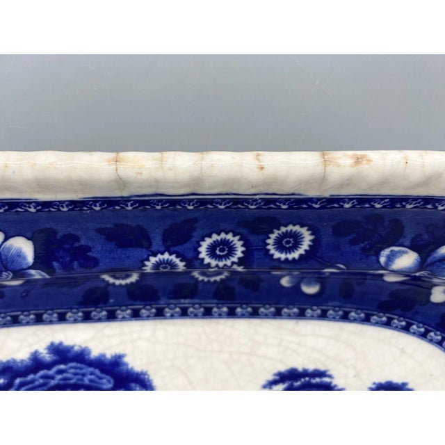 1910s Antique English Copeland Spode's Tower Blue and White Platter For Sale - Image 5 of 13