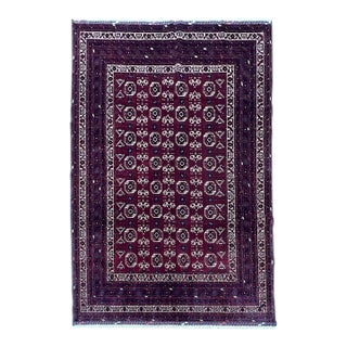 Afghan Turkmen Waziri Wool Rug 6’8” X 9’9” For Sale