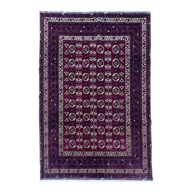 Afghan Turkmen Waziri Wool Rug 6’8” X 9’9” For Sale
