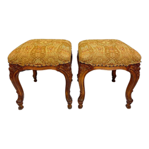 Pair of Wooden Footstools or Ottomans