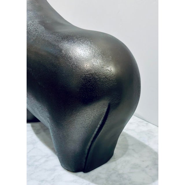 Currey & Company Currey & Company Mid-Century Modern Style Bronze Ferdinand Bull Sculpture For Sale - Image 4 of 6