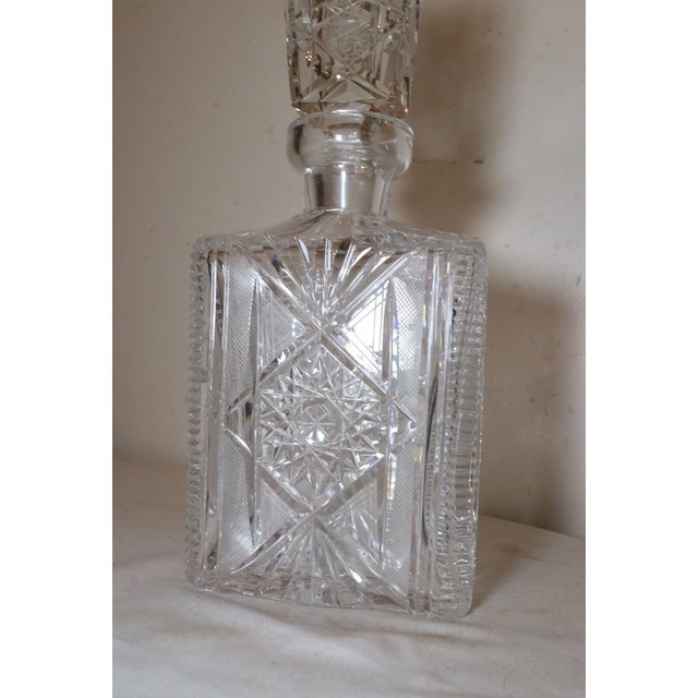 Vintage American Brilliant Cut Clear Crystal Liquor Wine Decanter Glass Bottle For Sale In New York - Image 6 of 12