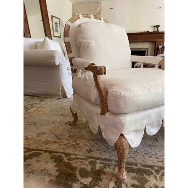 1990s Vintage Bergere Chair by Vanguard Furniture in a Newer White