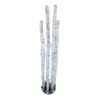 Floor Lamp Model E7T Excalibur in Transparent Glass and Stalactite Bedside Lamp by Ettore Fantasia for Sothis Murano, 1970s For Sale