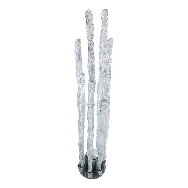 Floor Lamp Model E7T Excalibur in Transparent Glass and Stalactite Bedside Lamp by Ettore Fantasia for Sothis Murano, 1970s For Sale