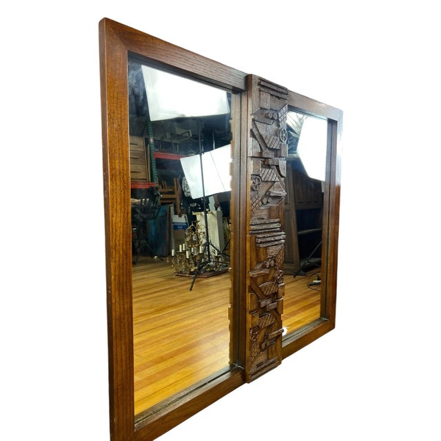 Brutalist 1970s Pueblo Style Brutalist Dresser Mirror For Sale - Image 3 of 12