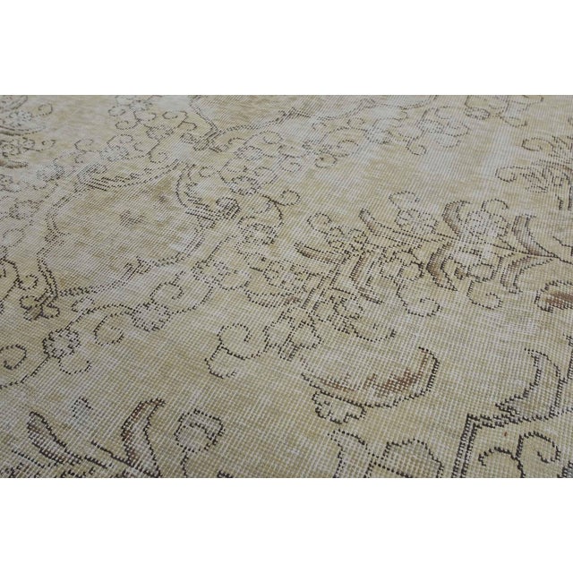 1980s Tabriz Rug 6’6” X 9’9” Beige Wool Vintage Distressed Hand-Knotted Carpet For Sale - Image 5 of 15