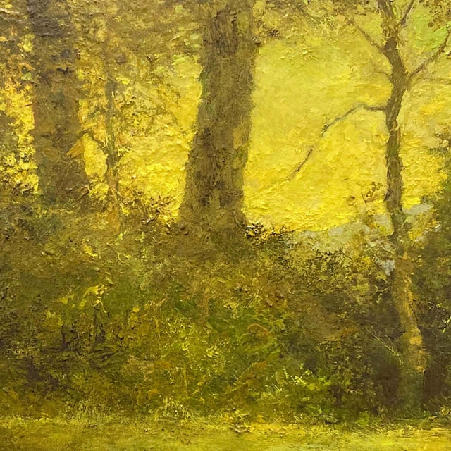 Contemporary Upstate, Green by Shawn Krueger | Oil on Linen Landscape with Trees and Greenery For Sale - Image 3 of 4
