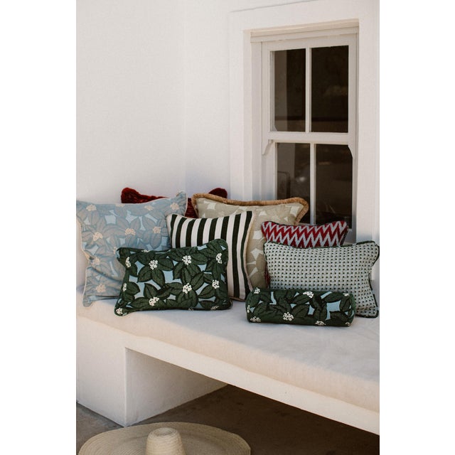Not Yet Made - Made To Order Palais Outdoor Cushion Michelle Emerald & Ice, 20x12 Inch For Sale - Image 5 of 9