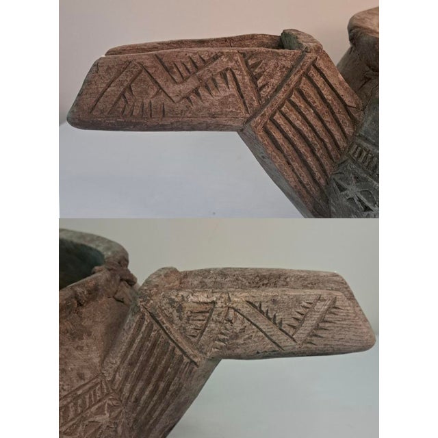 Brown Large Hand-Carved Wood Spouted Vessel, Nuristani Kafiristan Style For Sale - Image 8 of 13