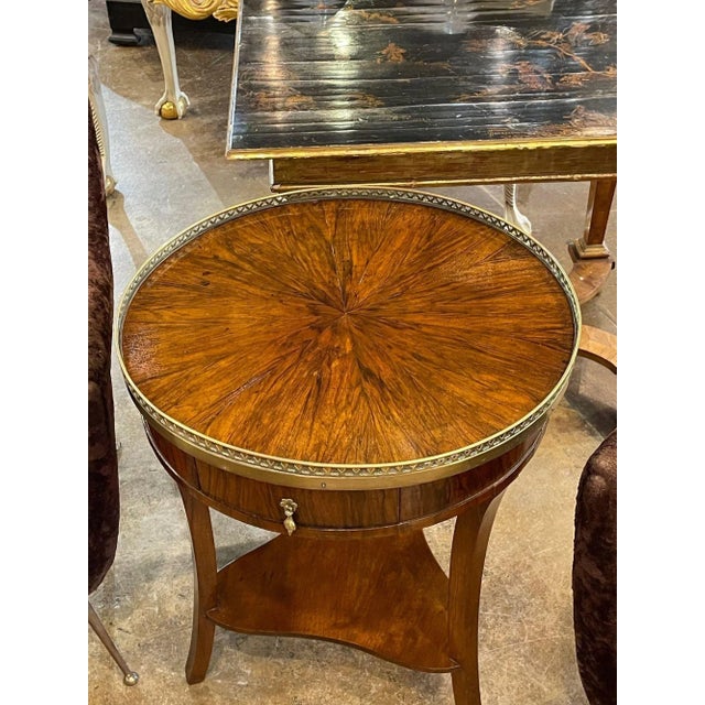19th Century Italian Empire Walnut Side Table With Brass Gallery For Sale - Image 4 of 9