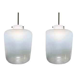 Revelation Modern Hand Blow Ombré Glass Opalescence Pendant Lights Pair For Sale