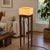 Handmade floor lamp by Live One's, Wake Forest, North Carolina. A hand-stitched natural rawhide cube shade (10 x 10 x 6...
