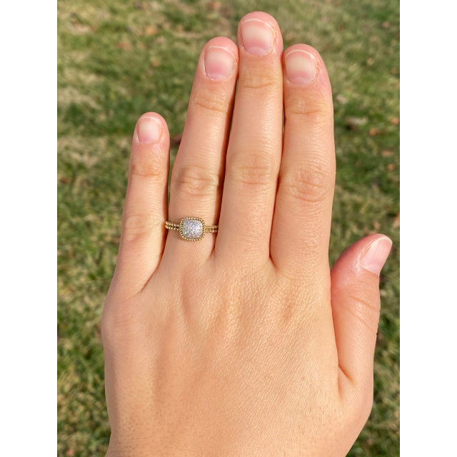 The Yuba River: Pave Set Natural Diamond Ring with Roped Halo and Granulation For Sale - Image 10 of 11