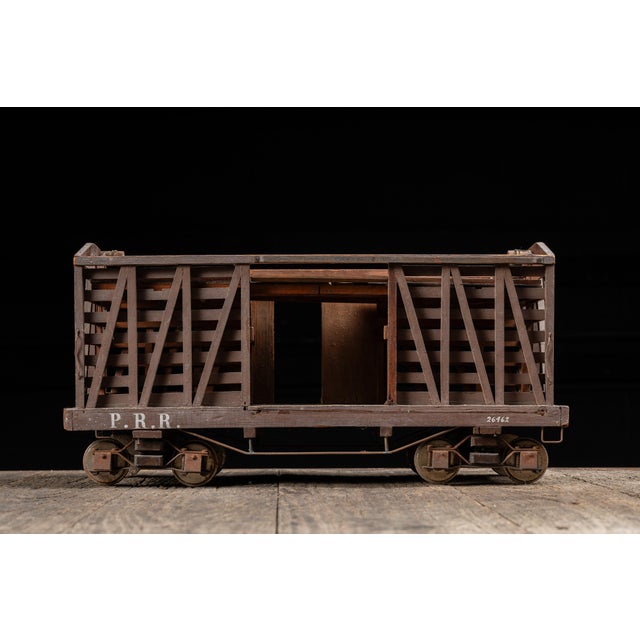 Early 20th Century Antique Handmade Pennsylvania Railroad Stock Car Model For Sale - Image 5 of 13