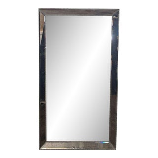 Floor Mirror With Beveled Glass Frame and Beading Trim For Sale