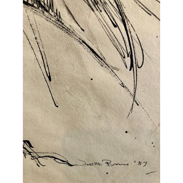 Abstract Expressionism Judith Brown, Large Ink Drawing Abstract Expressionist Rooster Woman Artist Judith Brown, 1957 For Sale - Image 3 of 5