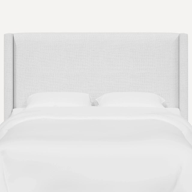 Traditional Red from Scalamandre crafted by Cloth & Company Hudson Full Headboard, White Solid Linen For Sale - Image 3 of 6