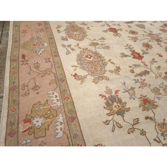 Rustic Galerie Shabab Collection Mid-20th Century Turkish Oushak Large Carpet For Sale - Image 3 of 8
