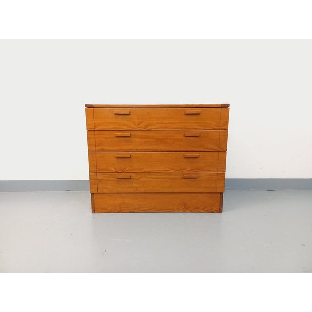 Vintage 1970s chest of drawers, made of pine wood, with 4 drawers, attractive design, good overall condition with signs of...