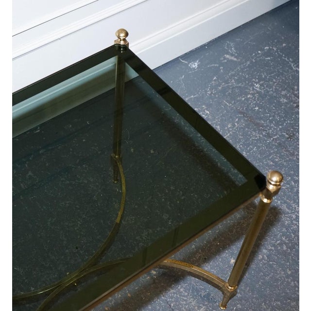 Hollywood Regency French Brass & Smoked Glass Coffee Table, 1960s For Sale - Image 16 of 17