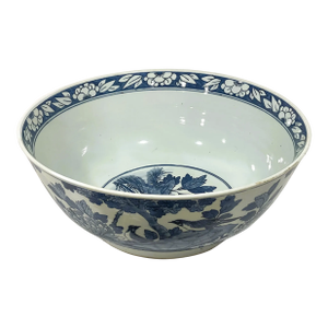 19th Century Chinese Blue and White Punch Bowl