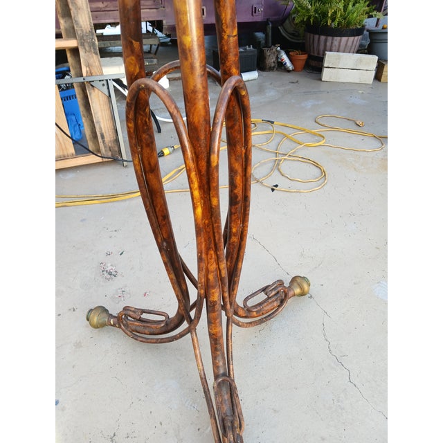 1970s 1970s Sculptural Scroll Metal Wood and Bronze High Top Table Attributed to Arthur Court For Sale - Image 5 of 10