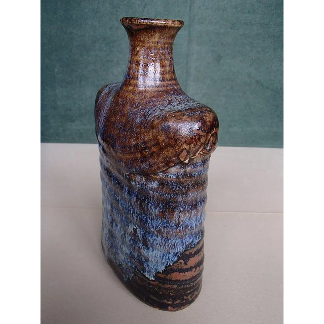 Blue and Brown Ceramic Vase, 1973 For Sale - Image 4 of 9