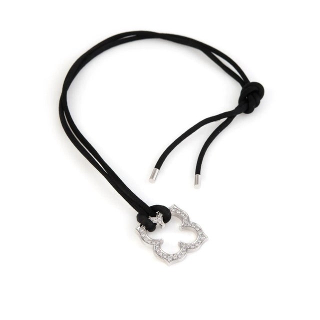 Modern Cartier Hindu Diamond Necklace Estate 18 Karat Gold Black Silk Cord Jewellery For Sale - Image 3 of 4