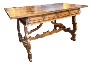 Italian Baroque-Style Writing or Side Table in Walnut, 19th Century