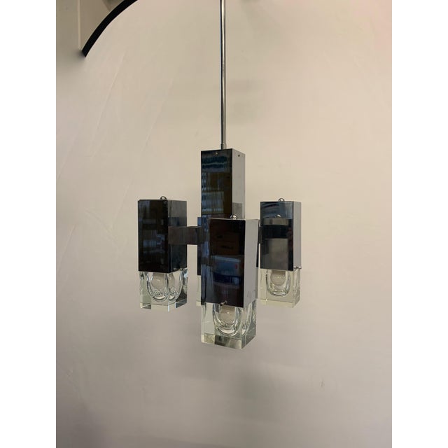 Metal Vintage Chandelier attributed to Sciolari, 1970s For Sale - Image 7 of 7