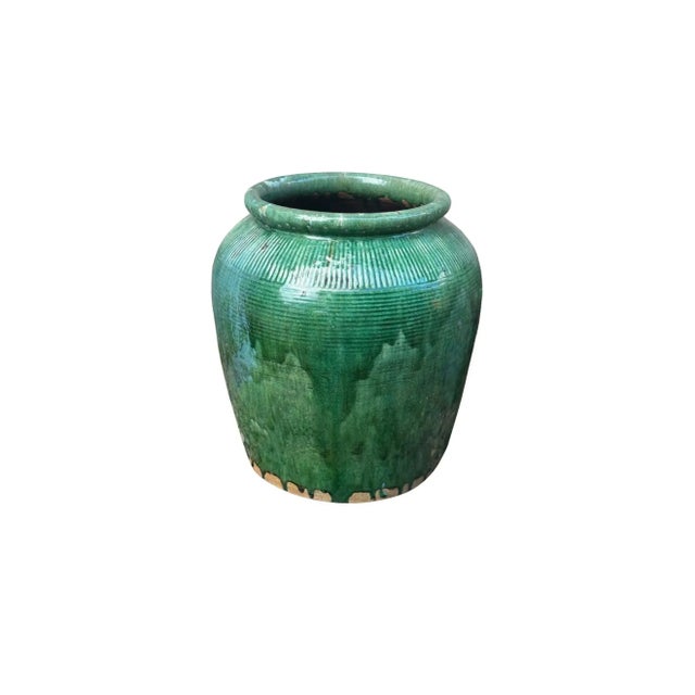 Vintage Chinese Green Glazed Ceramic Soy Sauce Jar For Sale - Image 10 of 10