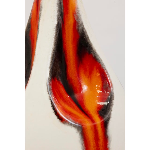 Ceramic Off White and Orange Ceramic Drip Glaze Table Lamp For Sale - Image 7 of 7